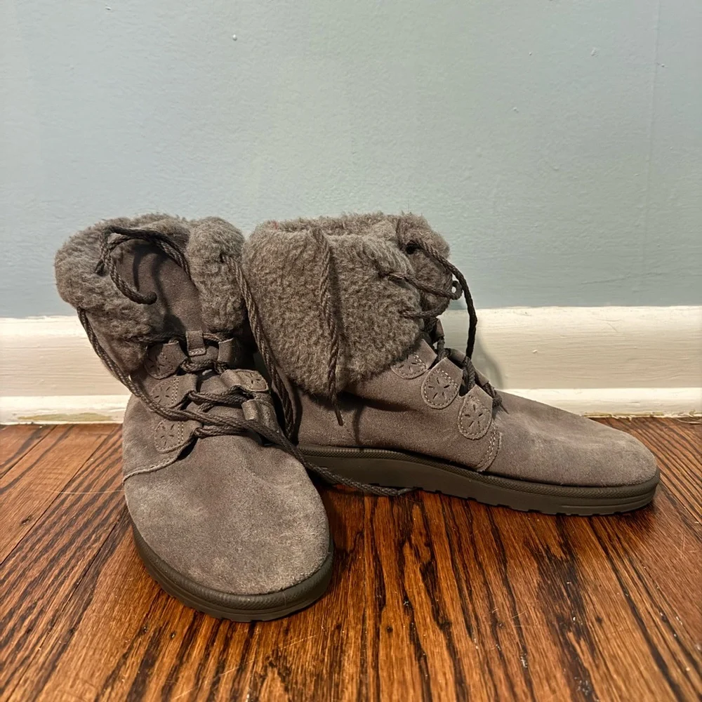 Abeo Imelda Suede/Shearling Winter Boots in Gray - Picture 2 of 6